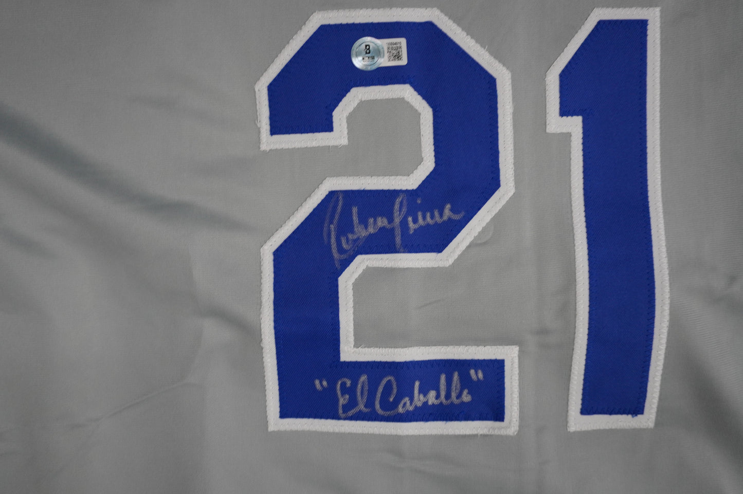 RUBEN SIERRA TEXAS RANGERS SIGNED ROAD JERSEY w/El Caballo BAS COA