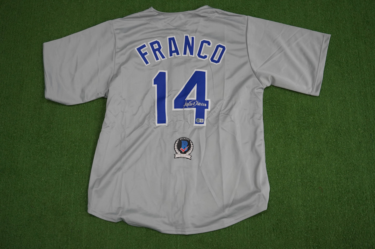 JULIO FRANCO TEXAS RANGERS SIGNED ROAD JERSEY BAS COA