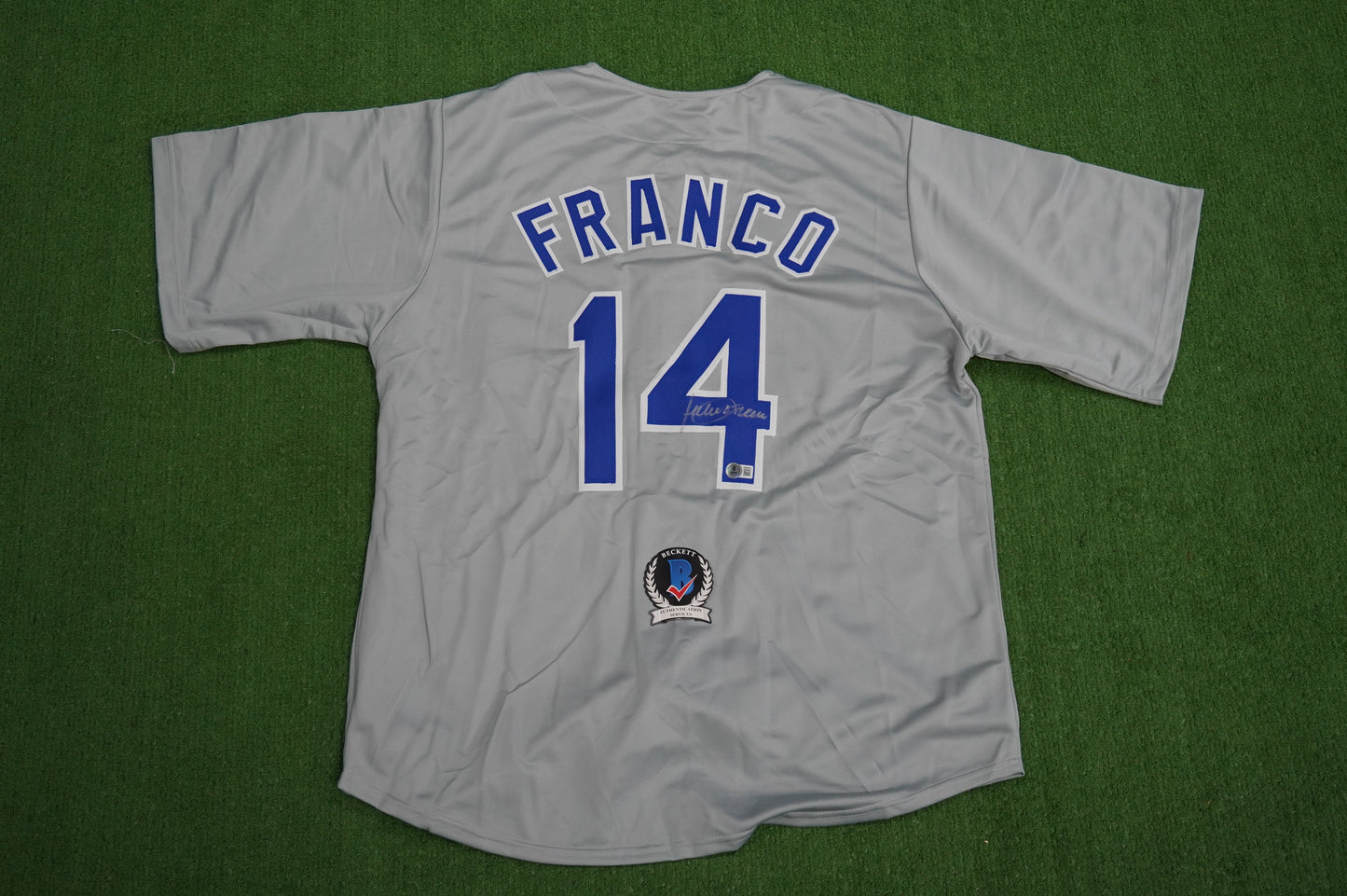 JULIO FRANCO TEXAS RANGERS SIGNED ROAD JERSEY BAS COA
