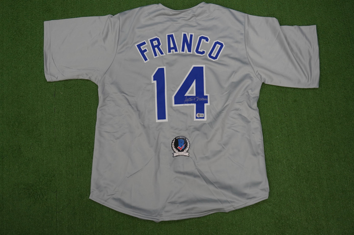 JULIO FRANCO TEXAS RANGERS SIGNED ROAD JERSEY BAS COA