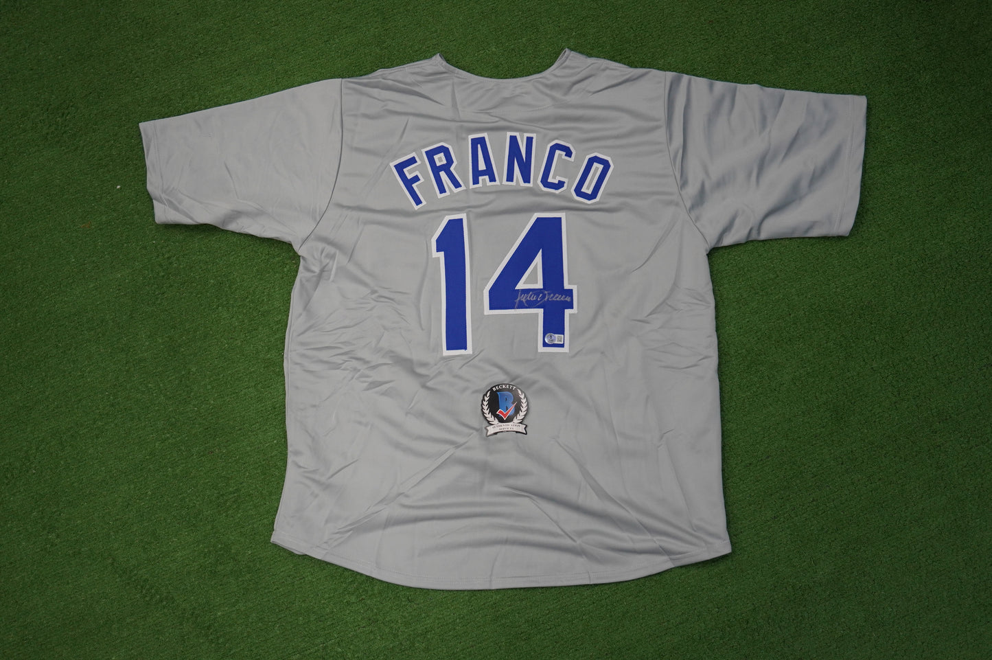 JULIO FRANCO TEXAS RANGERS SIGNED ROAD JERSEY BAS COA