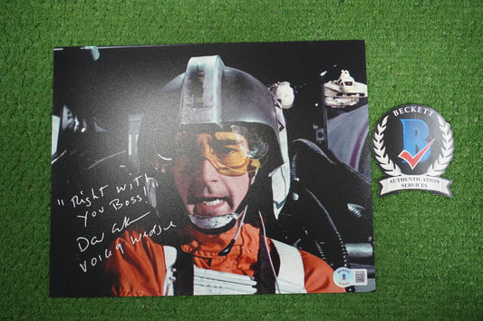DAVID ANKRUM SIGNED 8x10 PHOTO STAR WARS Voice of Wedge w/Inscriptions BAS COA
