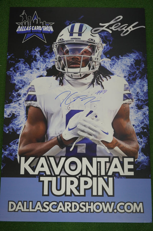 KAVONTAE TURPIN DALLAS COWBOYS TCU SIGNED 24x36 Dallas Card Show FOAM BOARD BAS