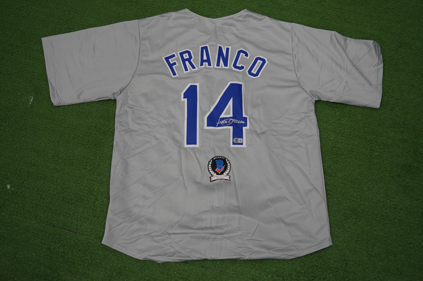 JULIO FRANCO TEXAS RANGERS SIGNED ROAD JERSEY BAS COA