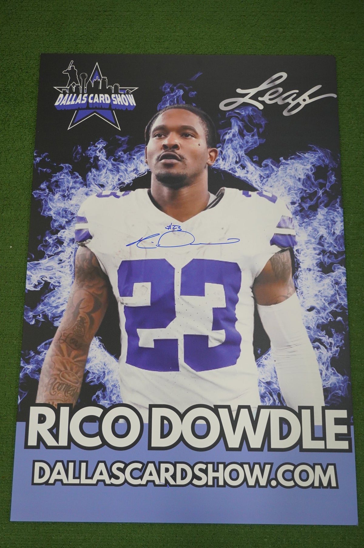 RICO DOWDLE DALLAS COWBOYS SIGNED 24x36 Dallas Card Show FOAM BOARD BAS