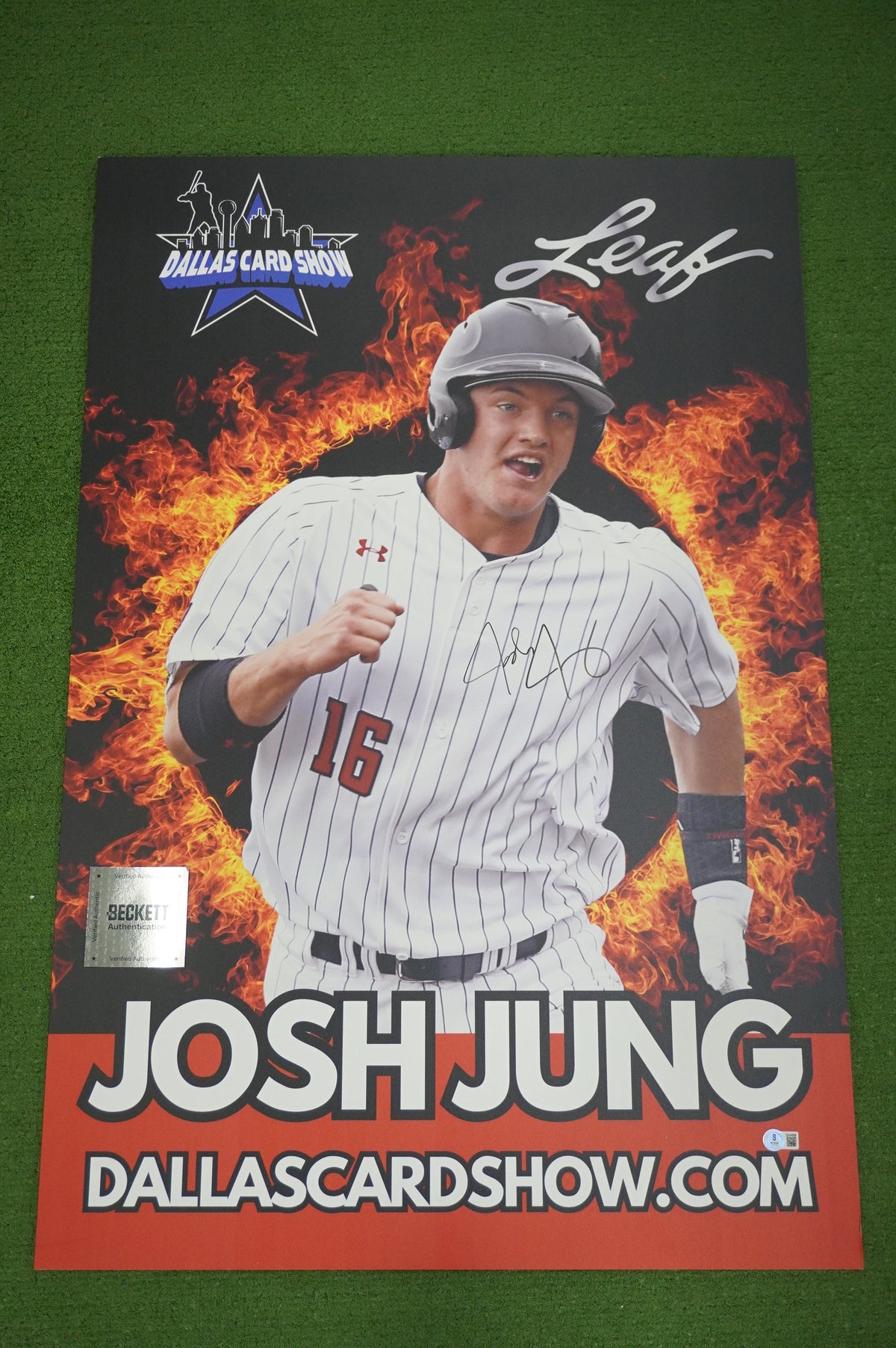JOSH JUNG TEXAS TECH RED RAIDERS SIGNED 24x36 Dallas Card Show FOAM BOARD BAS