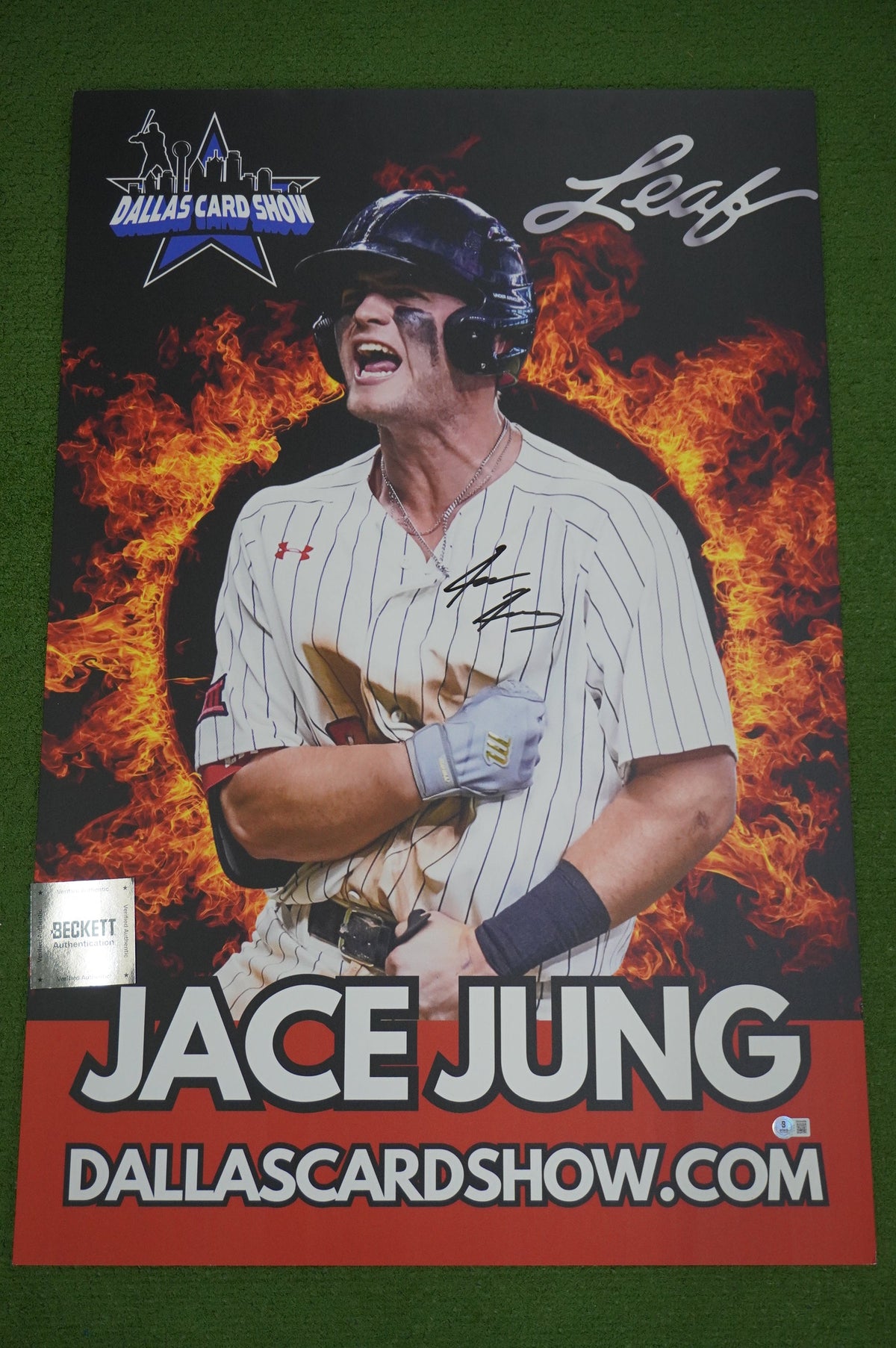 JACE JUNG TEXAS TECH RED RAIDERS SIGNED 24x36 Dallas Card Show FOAM BOARD BAS