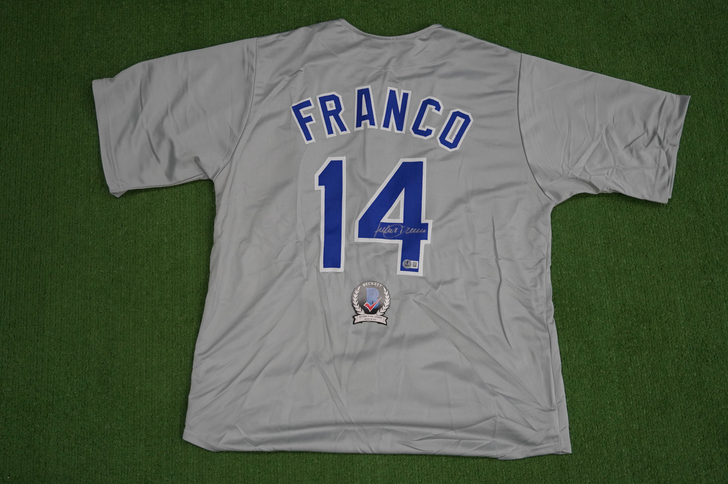 JULIO FRANCO TEXAS RANGERS SIGNED ROAD JERSEY BAS COA