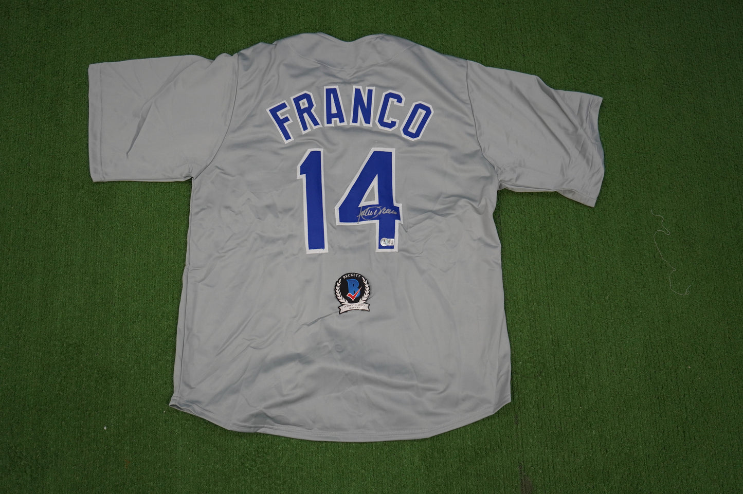 JULIO FRANCO TEXAS RANGERS SIGNED ROAD JERSEY BAS COA