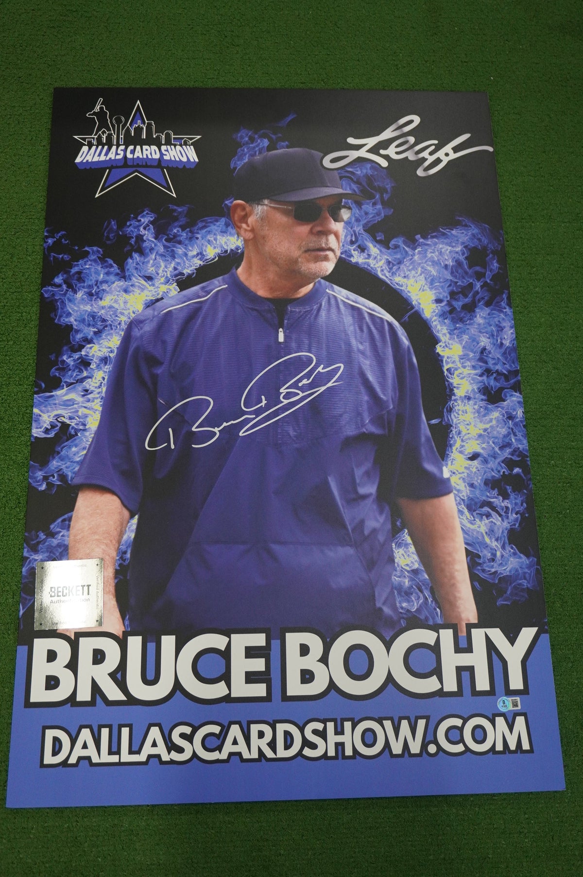BRUCE BOCHY TEXAS RANGERS SIGNED 24x36 Dallas Card Show FOAM BOARD BAS