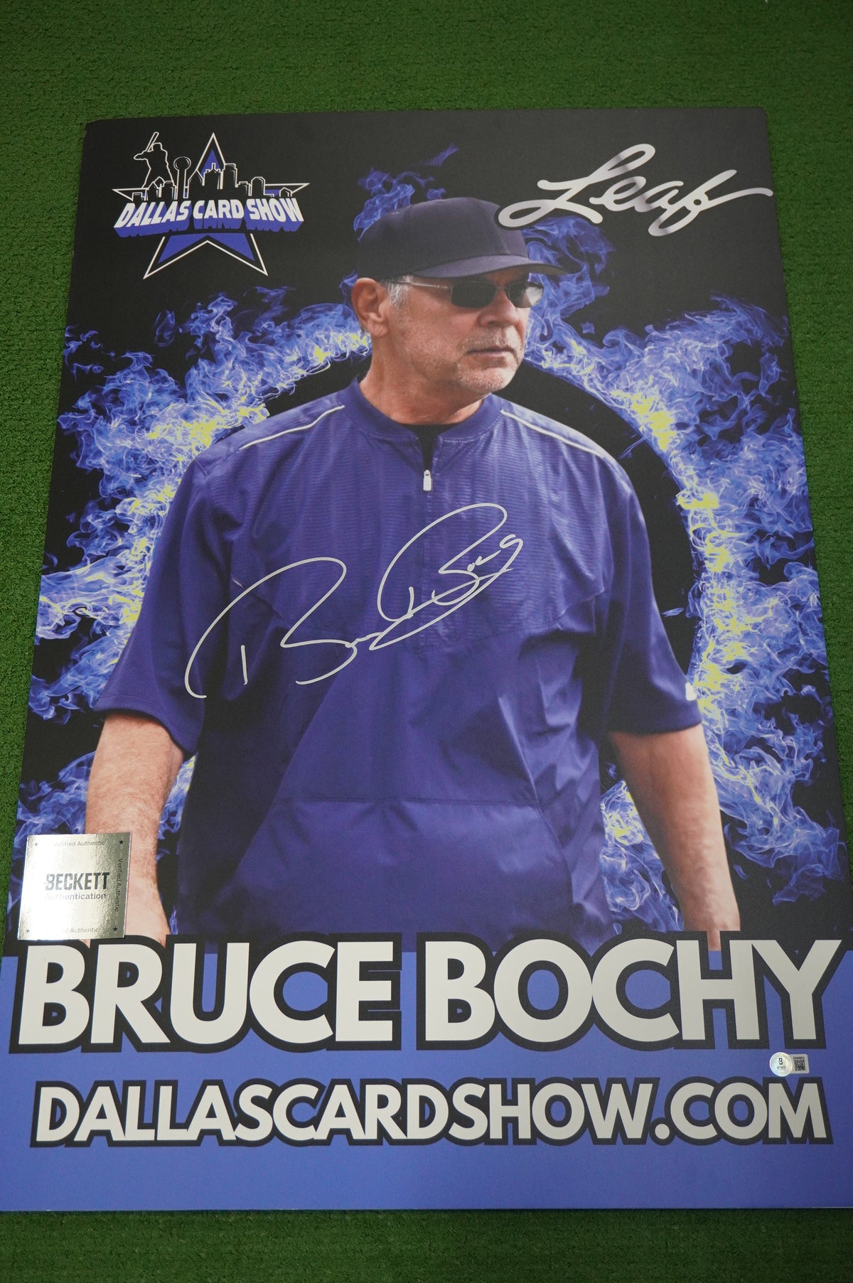 BRUCE BOCHY TEXAS RANGERS SIGNED 24x36 Dallas Card Show FOAM BOARD Padres BAS