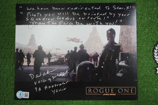 DAVID ANKRUM SIGNED 8x10 PHOTO STAR WARS Voice of Wedge w/Inscriptions BAS COA