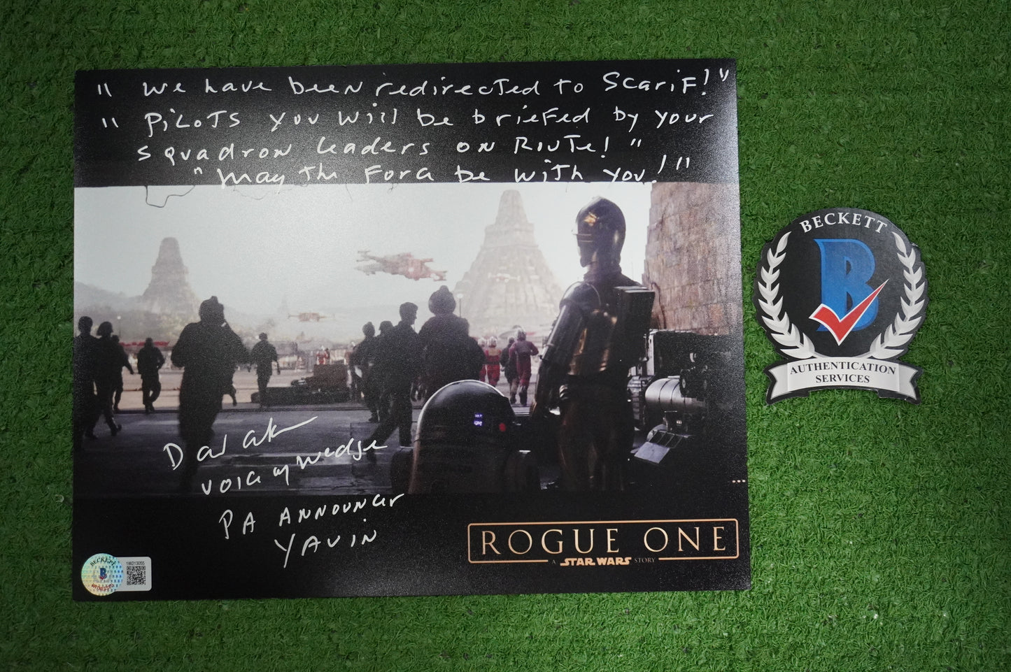 DAVID ANKRUM SIGNED 8x10 PHOTO STAR WARS Voice of Wedge w/Inscriptions BAS COA