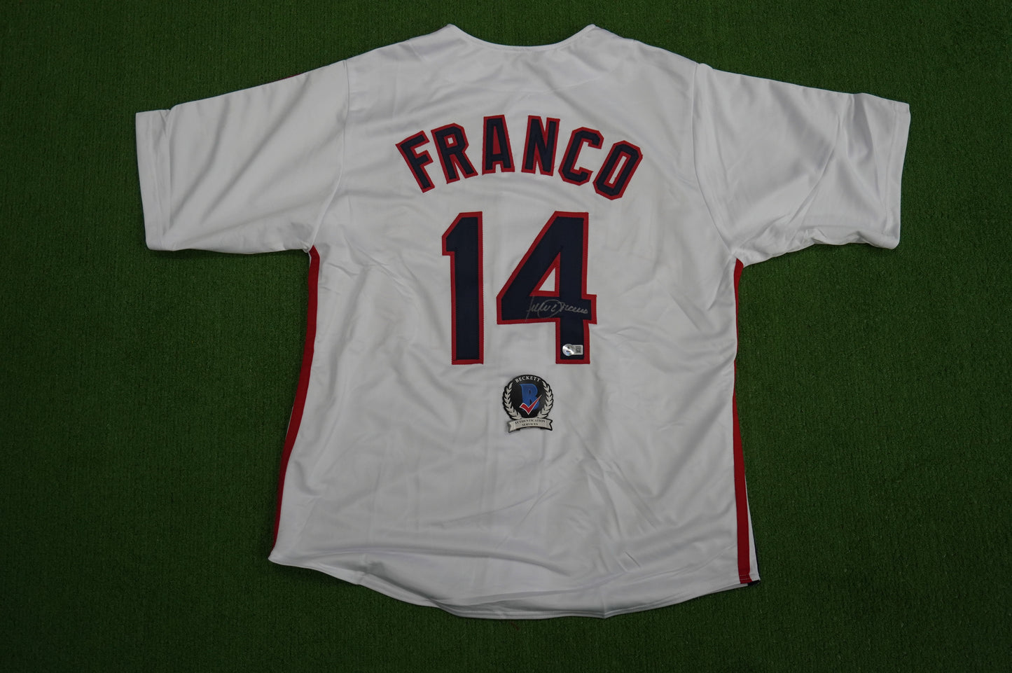 JULIO FRANCO CLEVELAND INDIANS SIGNED JERSEY BAS COA