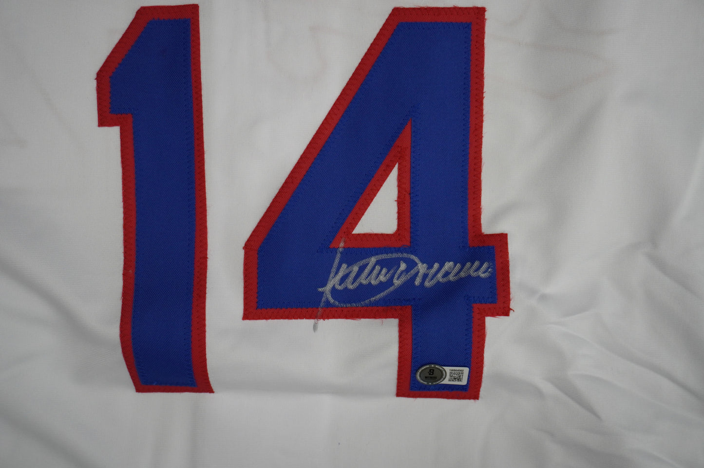 JULIO FRANCO TEXAS RANGERS WHITE SIGNED JERSEY BAS COA