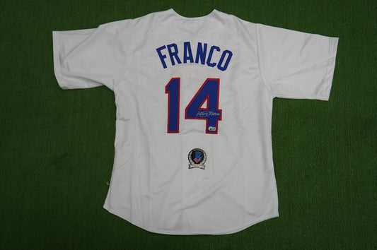 JULIO FRANCO TEXAS RANGERS WHITE SIGNED JERSEY BAS COA