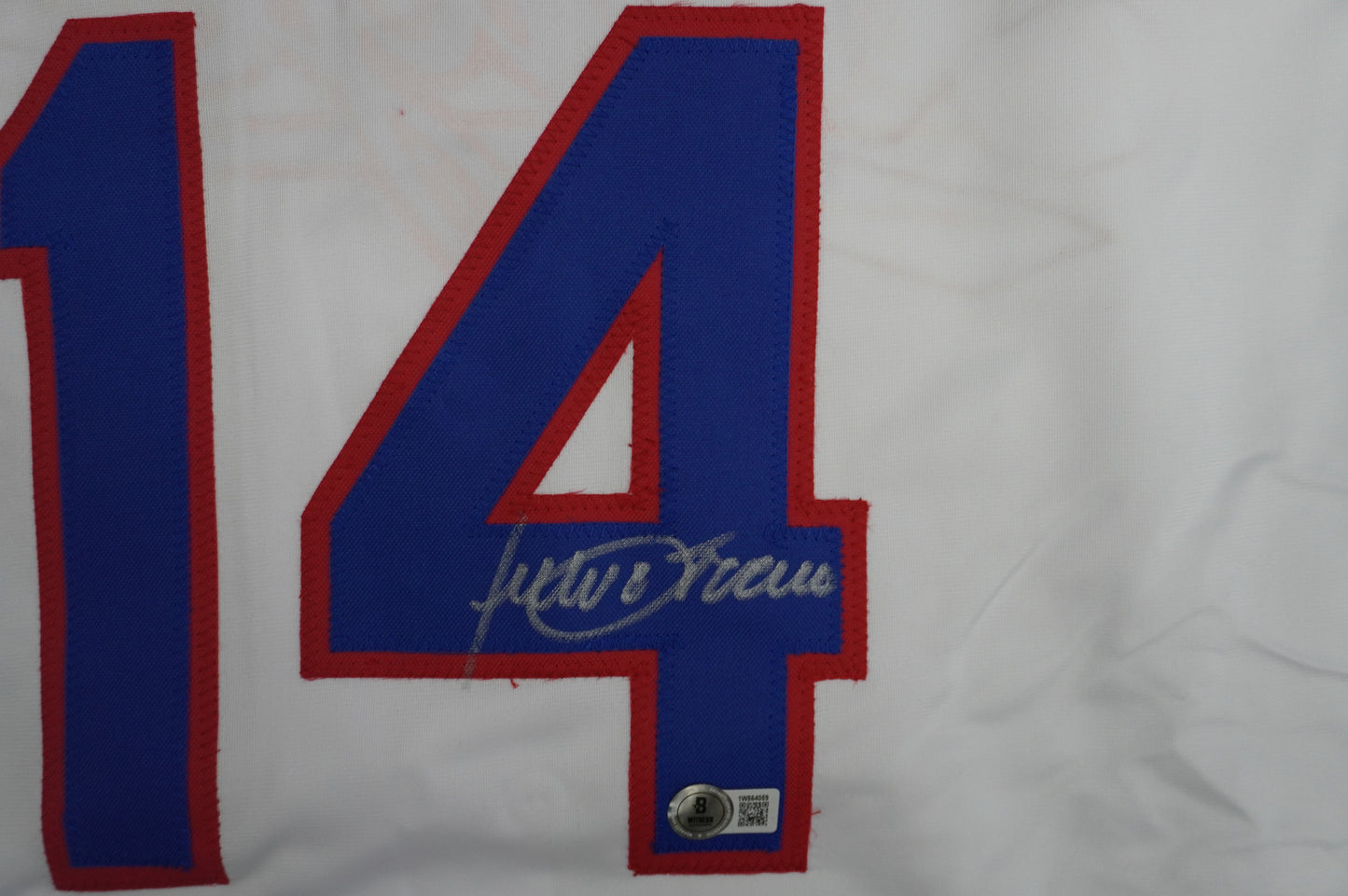 JULIO FRANCO TEXAS RANGERS WHITE SIGNED JERSEY BAS COA