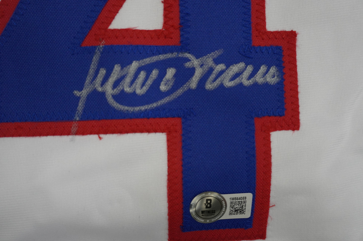 JULIO FRANCO TEXAS RANGERS WHITE SIGNED JERSEY BAS COA