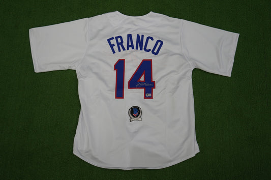 JULIO FRANCO TEXAS RANGERS WHITE SIGNED JERSEY BAS COA