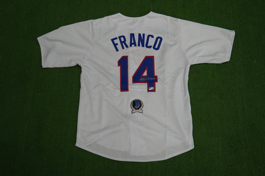 JULIO FRANCO TEXAS RANGERS WHITE SIGNED JERSEY BAS COA