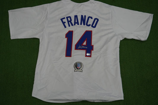 JULIO FRANCO TEXAS RANGERS WHITE SIGNED JERSEY BAS COA