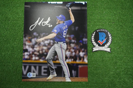 JOSH SBORZ TEXAS RANGERS SIGNED 8x10 PHOTO World Series Glove Slam BAS COA