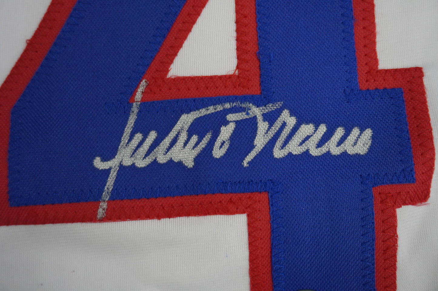 JULIO FRANCO TEXAS RANGERS WHITE SIGNED JERSEY BAS COA