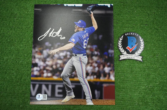 JOSH SBORZ TEXAS RANGERS SIGNED 8x10 PHOTO World Series Glove Slam BAS COA