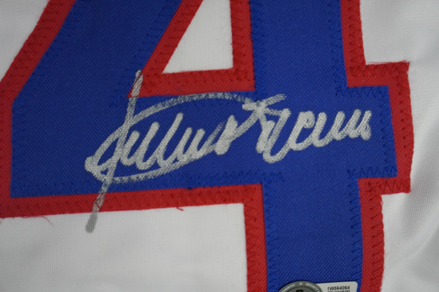 JULIO FRANCO TEXAS RANGERS WHITE SIGNED JERSEY BAS COA
