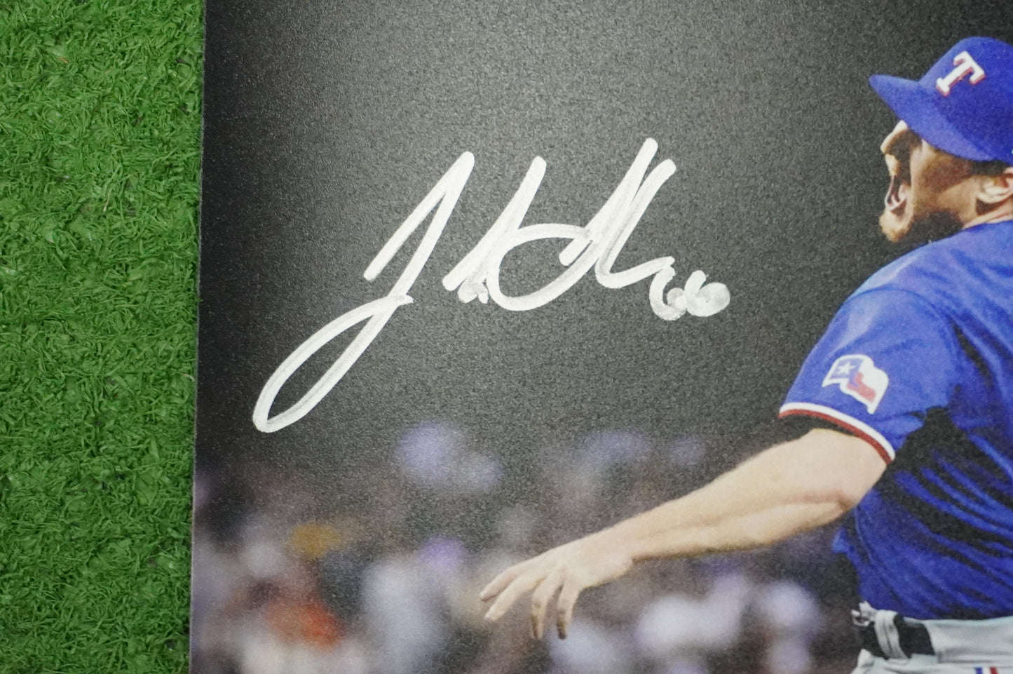 JOSH SBORZ TEXAS RANGERS SIGNED 8x10 PHOTO World Series Glove Slam BAS COA