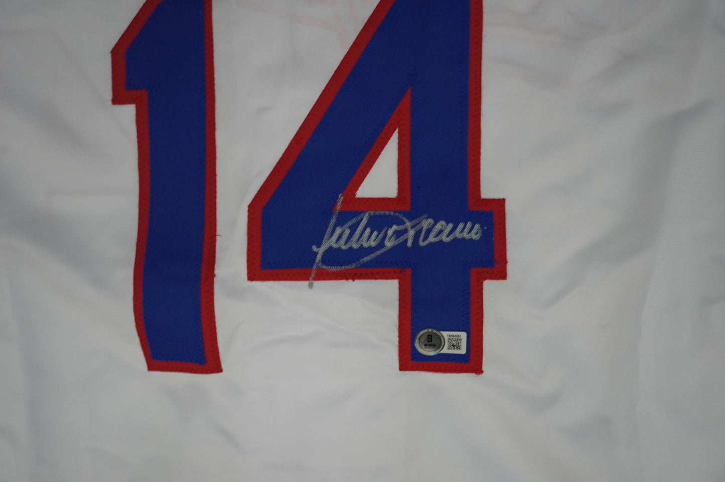 JULIO FRANCO TEXAS RANGERS WHITE SIGNED JERSEY BAS COA