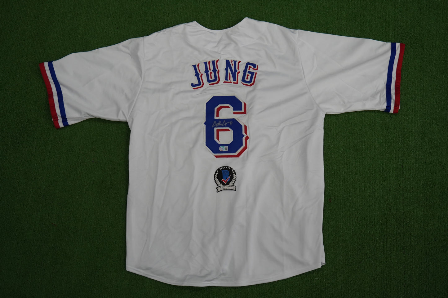 JOSH JUNG TEXAS RANGERS SIGNED SEWN Jersey BAS COA