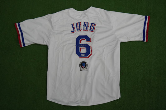 JOSH JUNG TEXAS RANGERS SIGNED SEWN Jersey BAS COA