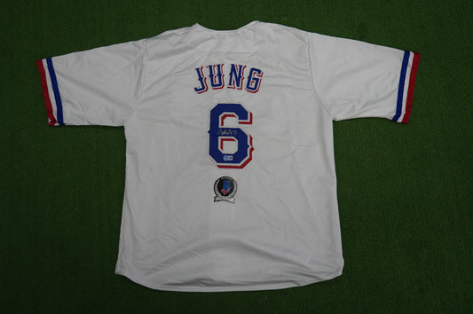JOSH JUNG TEXAS RANGERS SIGNED SEWN Jersey BAS COA