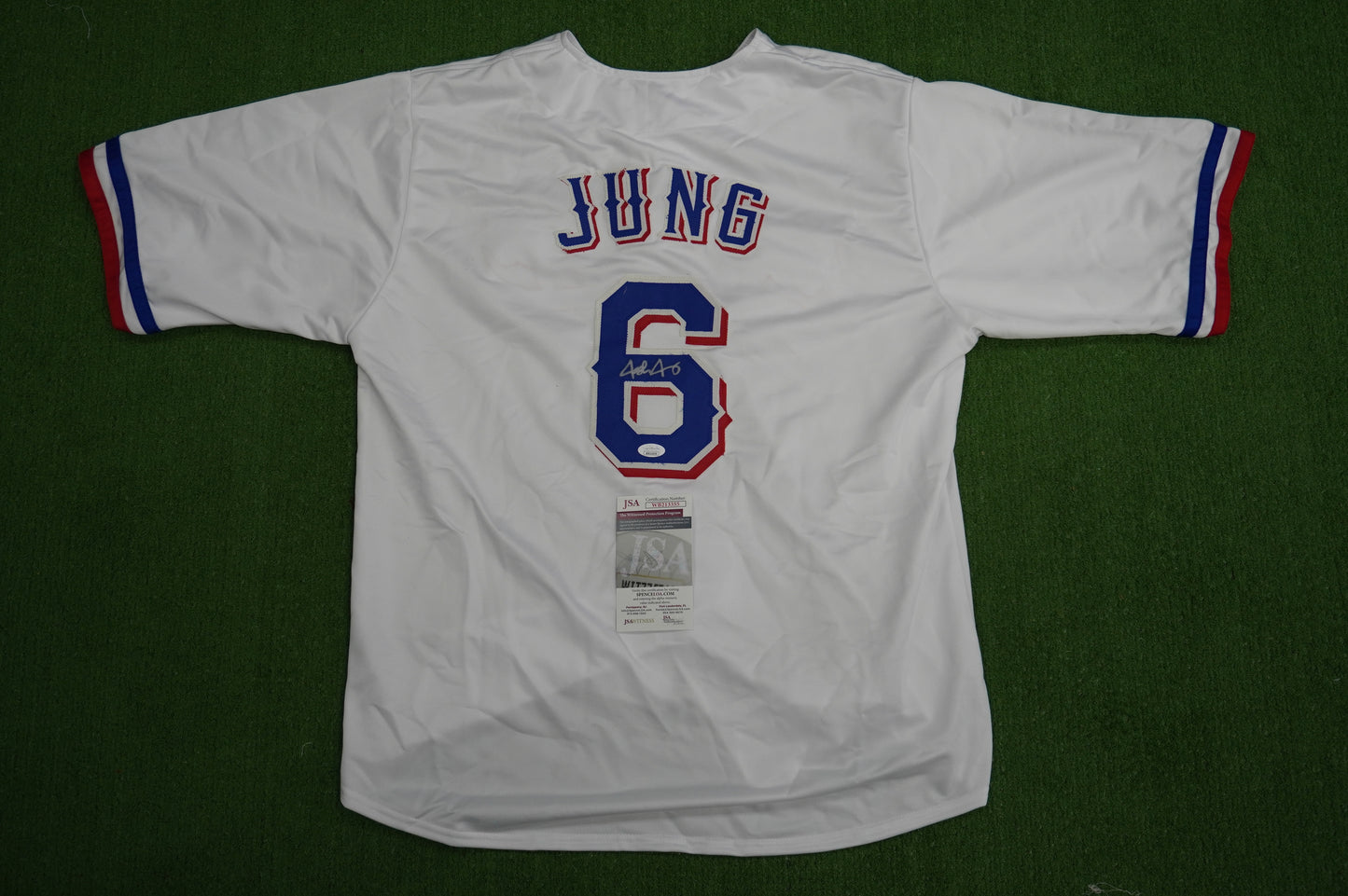 JOSH JUNG TEXAS RANGERS SIGNED SEWN Jersey JSA COA