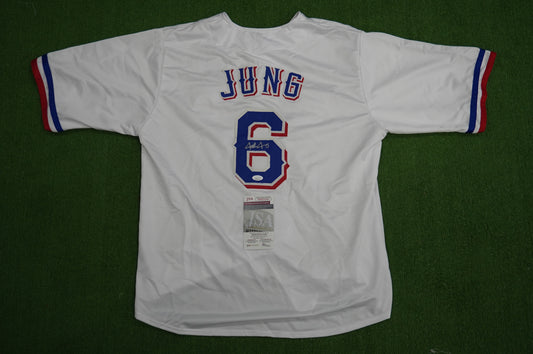 JOSH JUNG TEXAS RANGERS SIGNED SEWN Jersey JSA COA