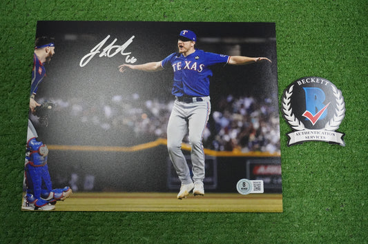 JOSH SBORZ TEXAS RANGERS SIGNED 8x10 PHOTO World Series Champs BAS COA