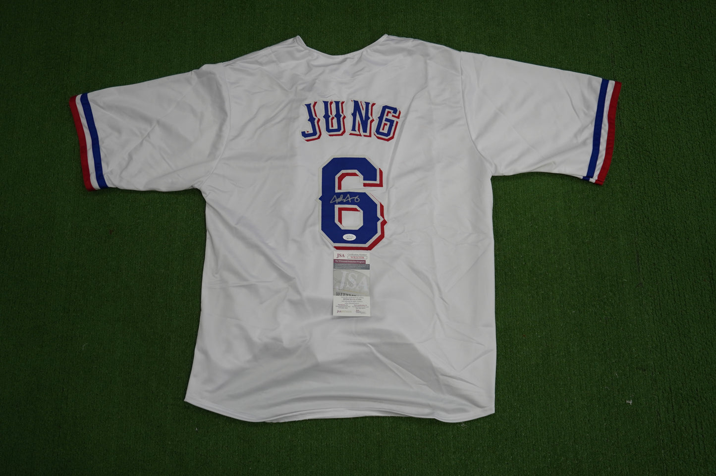 JOSH JUNG TEXAS RANGERS SIGNED SEWN Jersey JSA COA