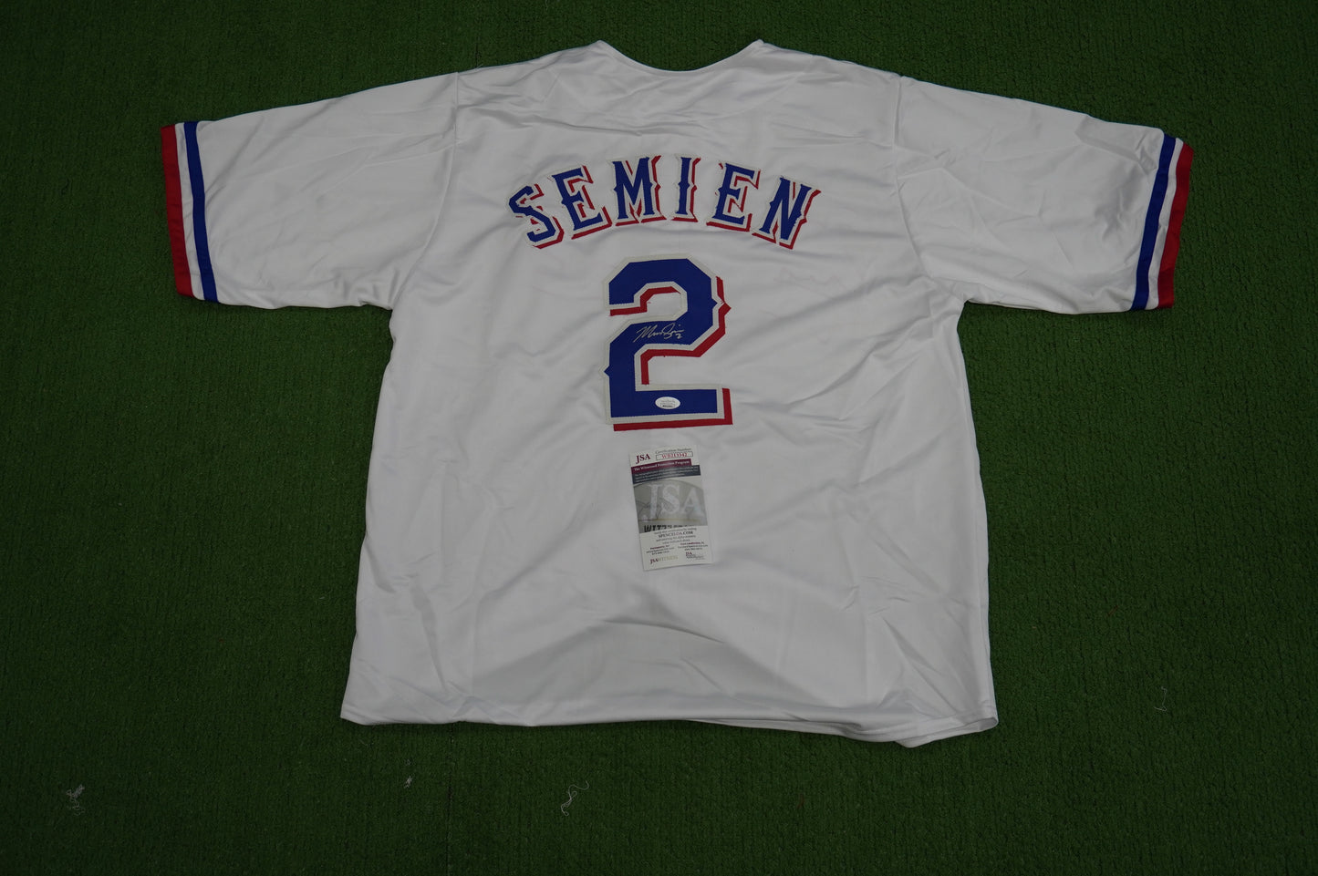 MARCUS SEMIEN TEXAS RANGERS SIGNED Sewn Jersey JSA COA