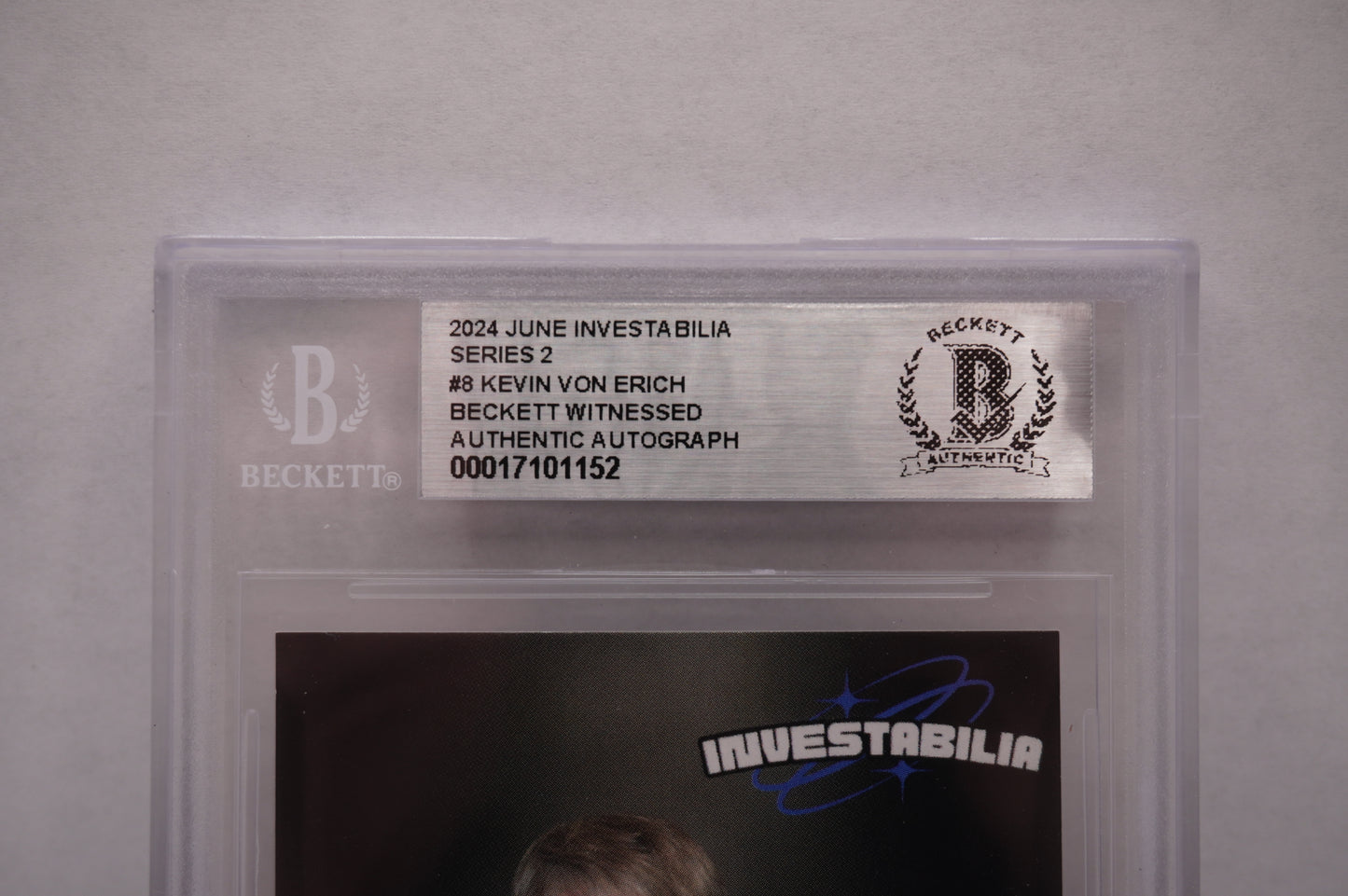 2024 JUNE INVESTABILIA SERIES 2 KEVIN VON ERICH #8 BGS AUTH. AUTO