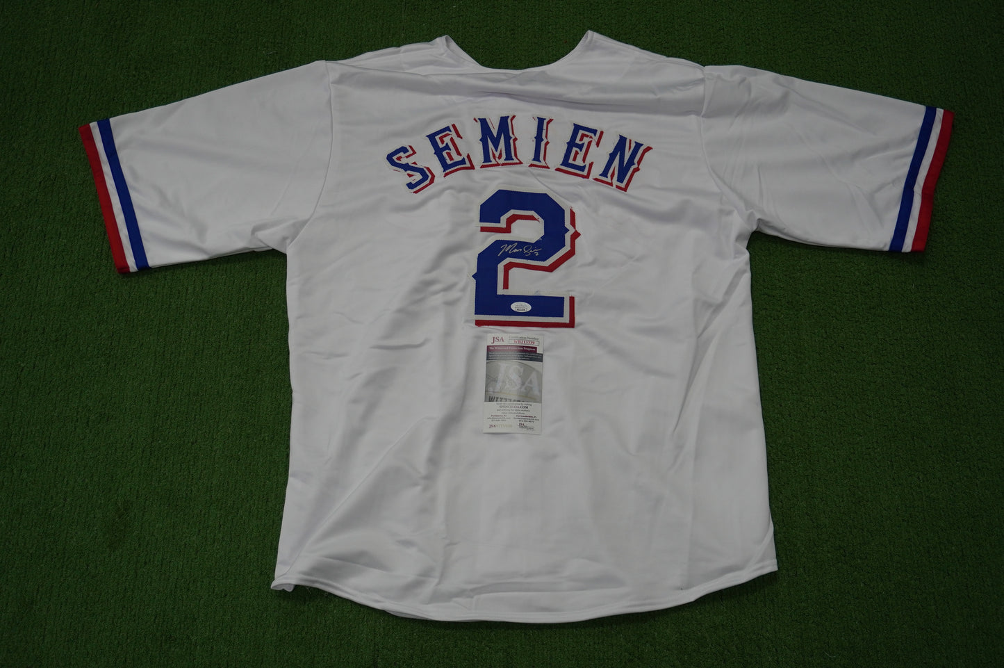 MARCUS SEMIEN TEXAS RANGERS SIGNED Sewn Jersey JSA COA