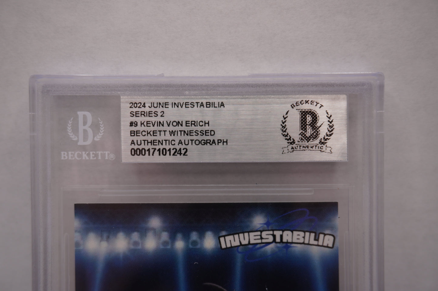2024 JUNE INVESTABILIA SERIES 2 KEVIN VON ERICH #9 BGS AUTH. AUTO