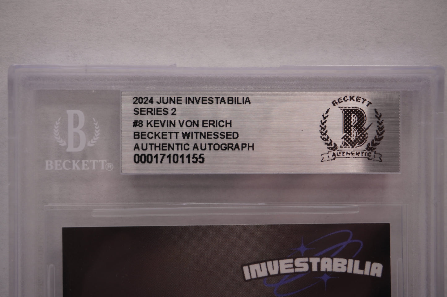 2024 JUNE INVESTABILIA SERIES 2 KEVIN VON ERICH #8 BGS AUTH. AUTO