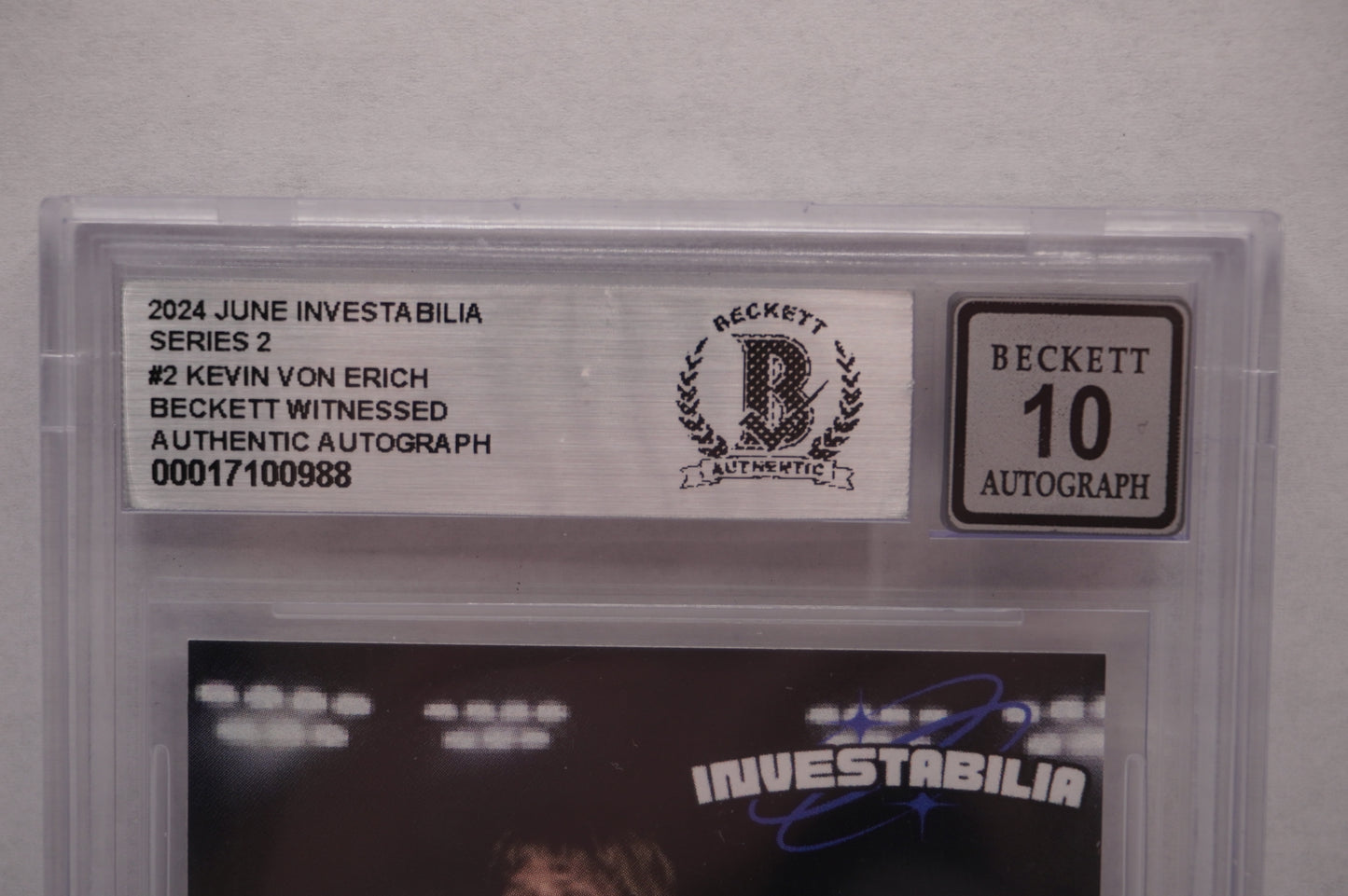 2024 JUNE INVESTABILIA SERIES 2 KEVIN VON ERICH #2 BGS AUTH. AUTO 10
