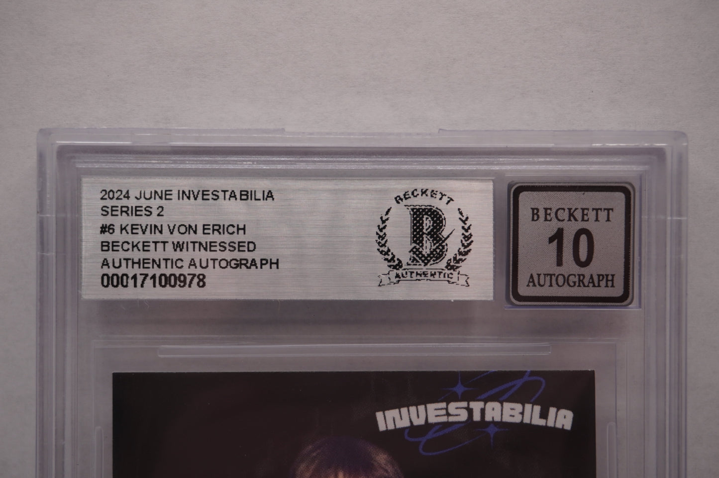 2024 JUNE INVESTABILIA SERIES 2 KEVIN VON ERICH #6 BGS AUTH. AUTO 10