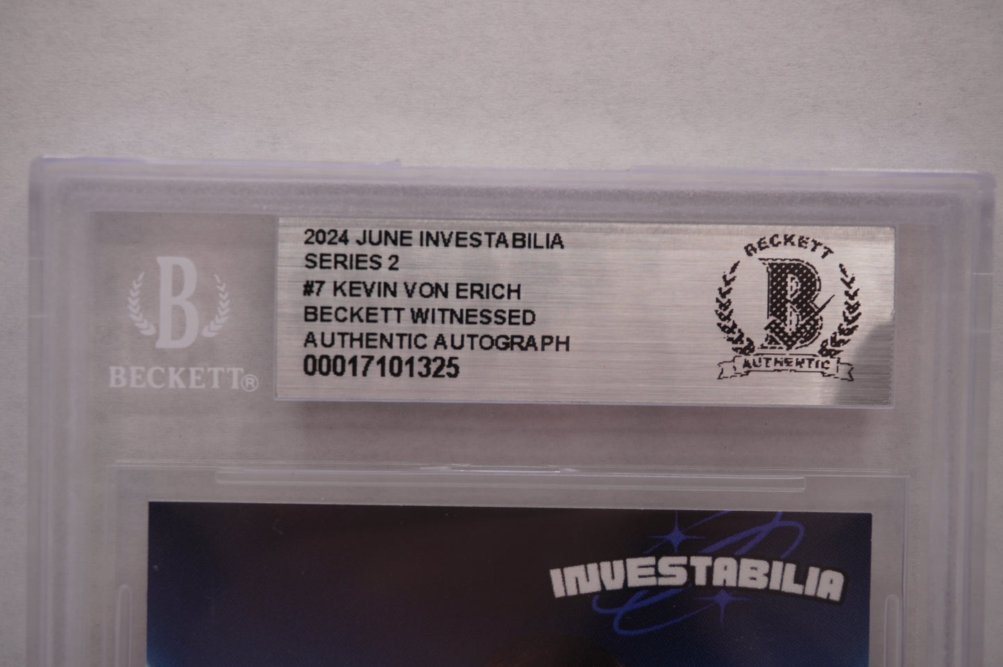 2024 JUNE INVESTABILIA SERIES 2 KEVIN VON ERICH #7 BGS AUTH. AUTO