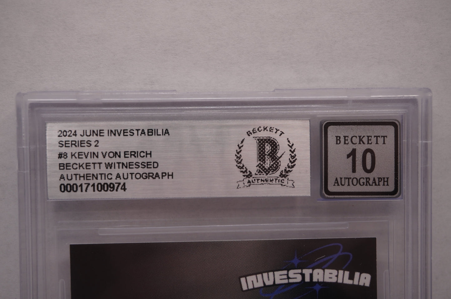 2024 JUNE INVESTABILIA SERIES 2 KEVIN VON ERICH #8 BGS AUTH. AUTO 10