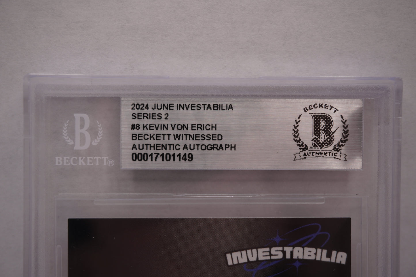 2024 JUNE INVESTABILIA SERIES 2 KEVIN VON ERICH #8 BGS AUTH. AUTO