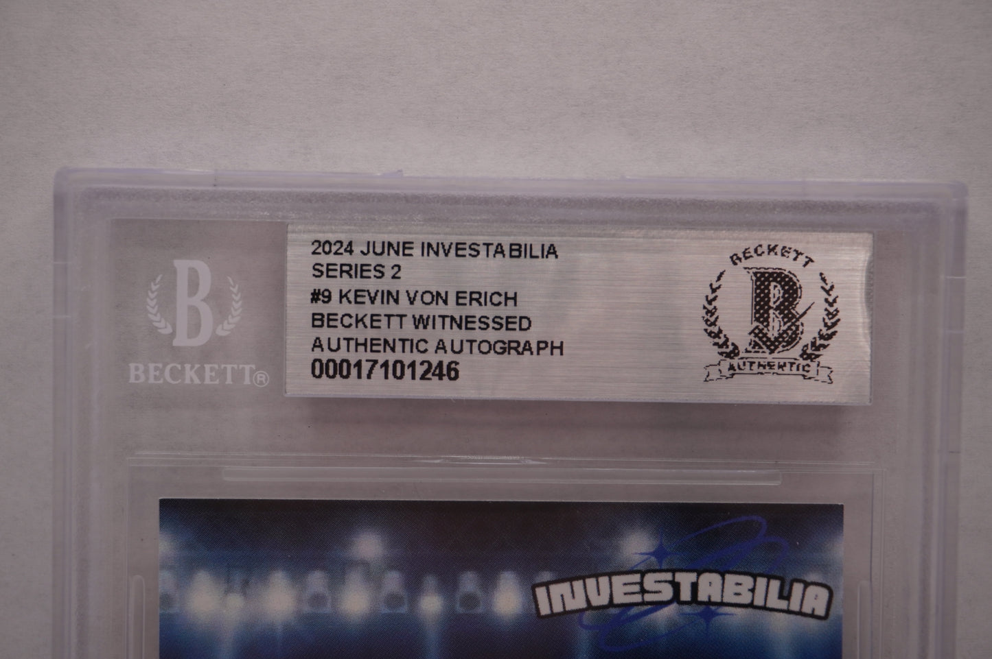 2024 JUNE INVESTABILIA SERIES 2 KEVIN VON ERICH #9 BGS AUTH. AUTO