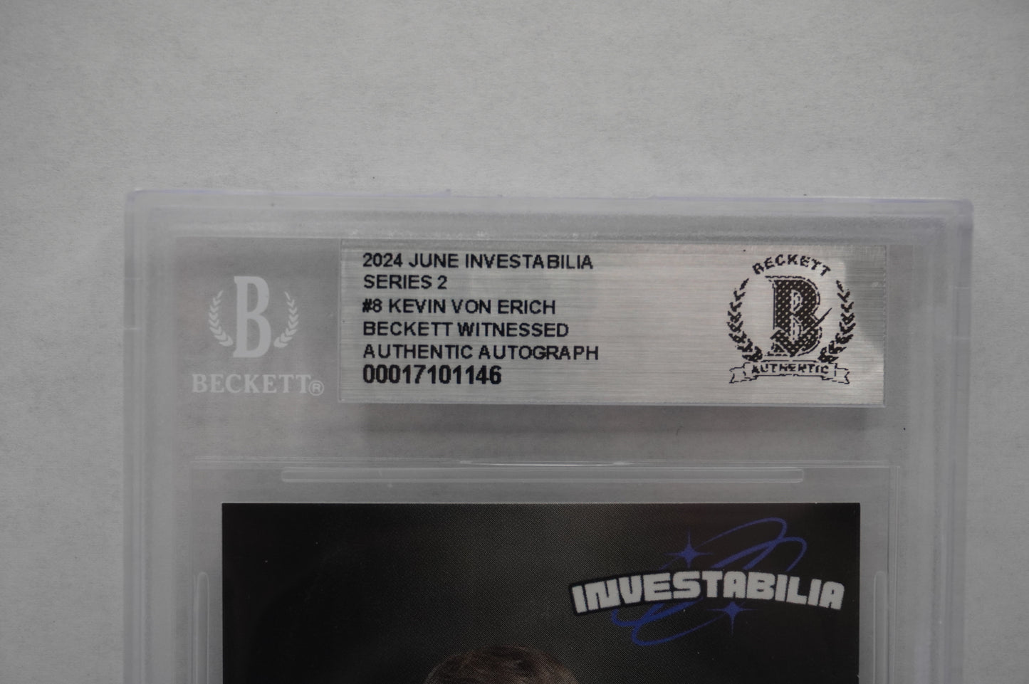 2024 JUNE INVESTABILIA SERIES 2 KEVIN VON ERICH #8 BGS AUTH. AUTO